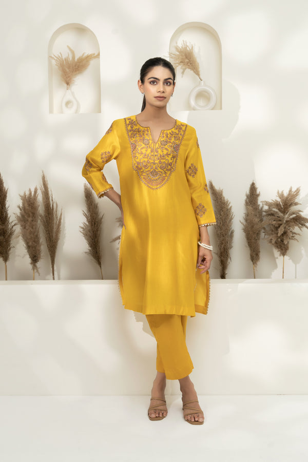 Chanderi Dori Embroidered  Kurta Set