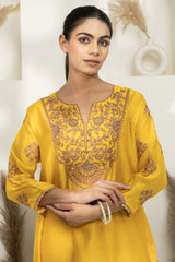 Chanderi Dori Embroidered  Kurta Set
