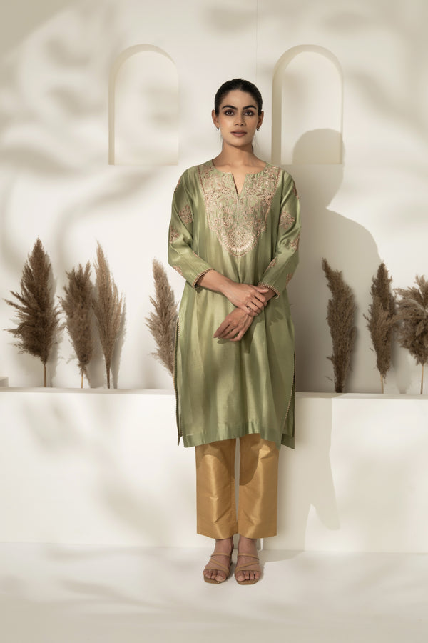 Chanderi Dori Embroidered  Kurta Set