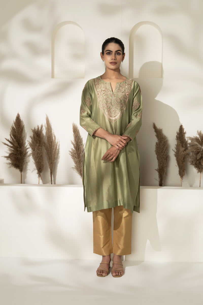 Chanderi Dori Embroidered  Kurta Set