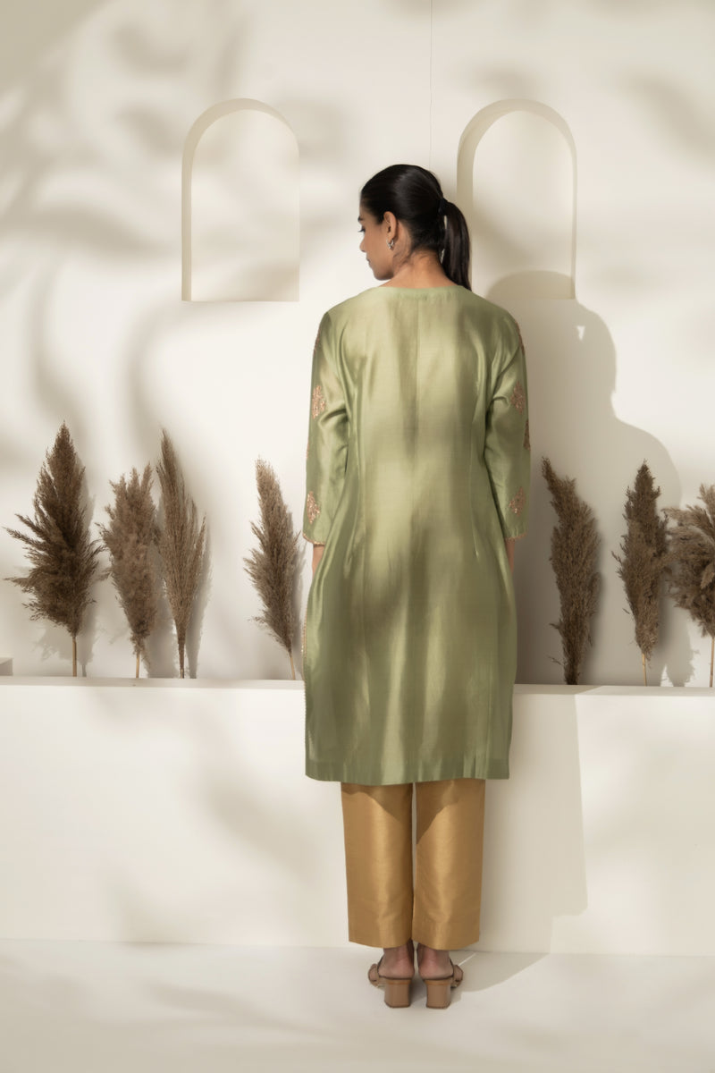 Chanderi Dori Embroidered  Kurta Set
