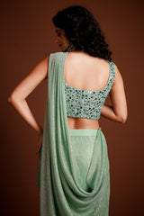 Pre-Draped Shimmer Embroidered Saree
