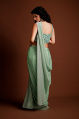 Pre-Draped Shimmer Embroidered Saree