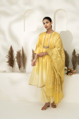 Yellow Kalidar Embroidered Kurta Set