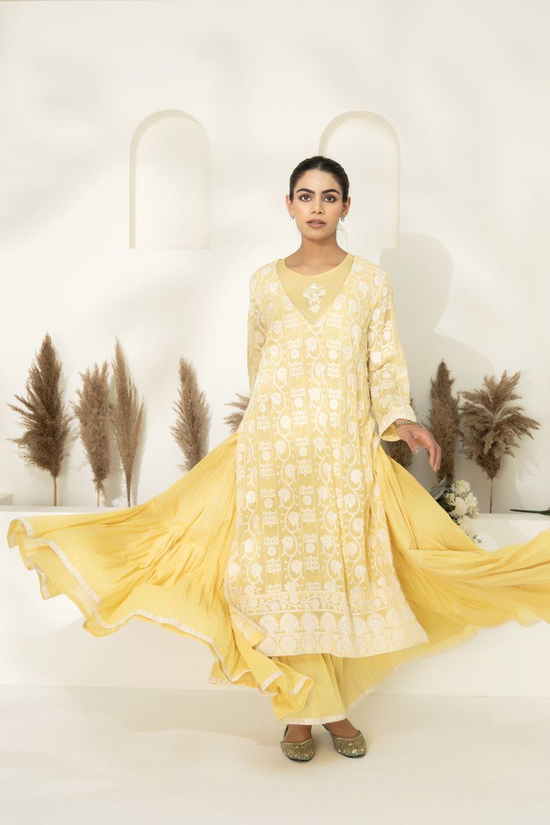 Pastel Yellow Layered Kurta