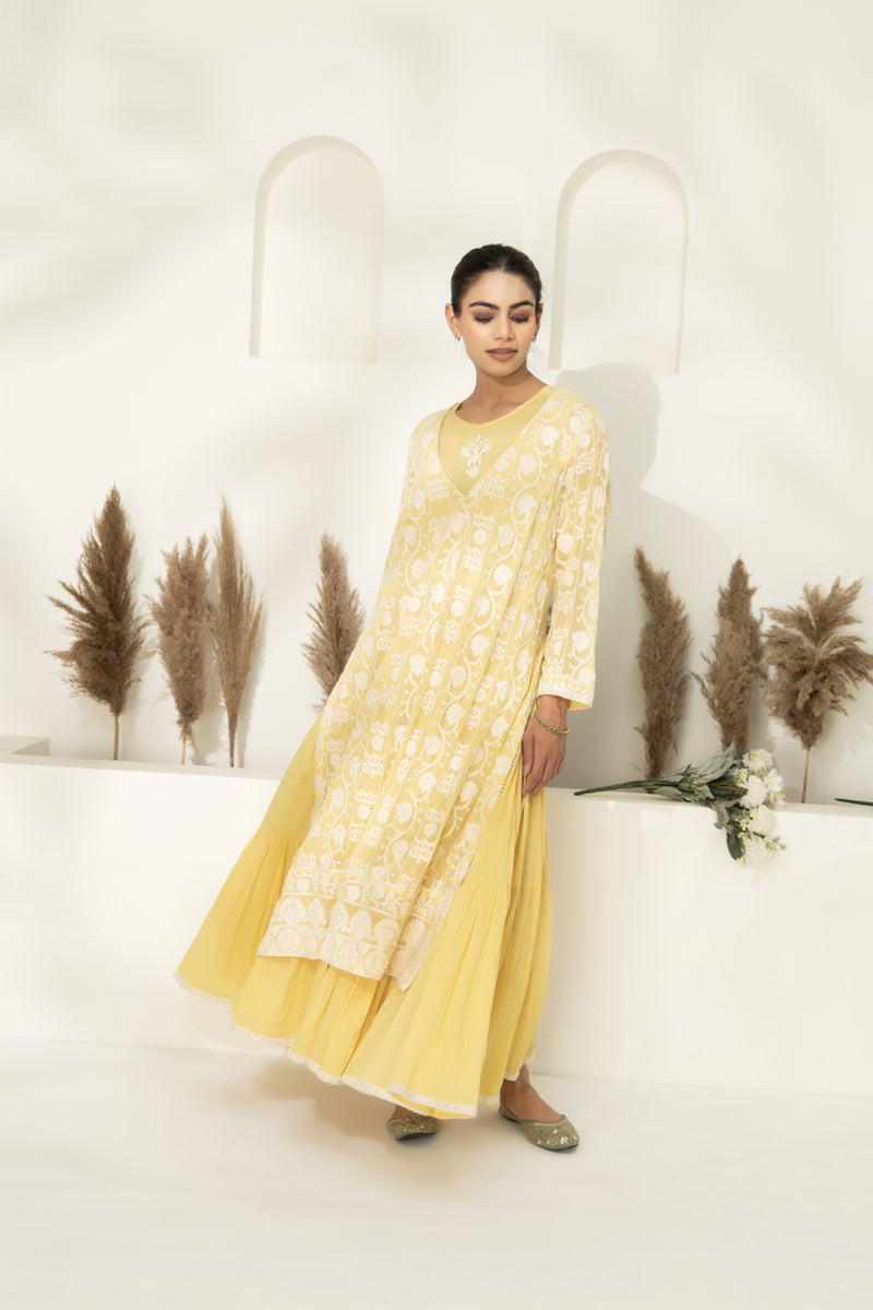 Pastel Yellow Layered Kurta