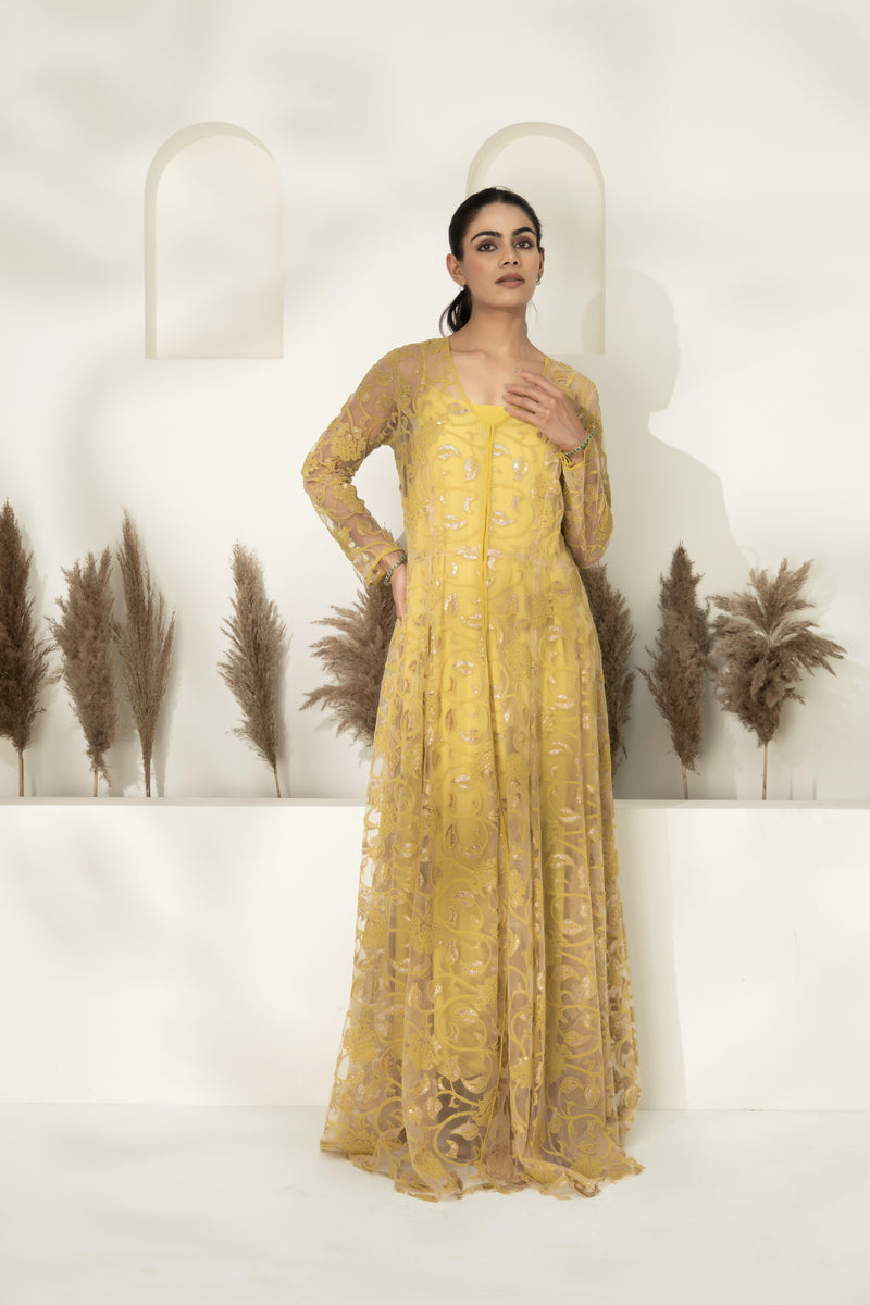 Sheer Embroidered Anarkali – Ahens Fashion - Main Image