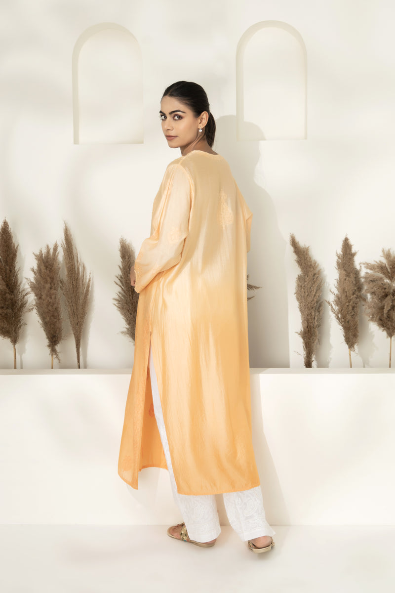 Ombre Lucknowi Tunic  With Embroidered Pants