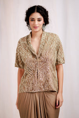 Embellished Jacket with Drape Skirt