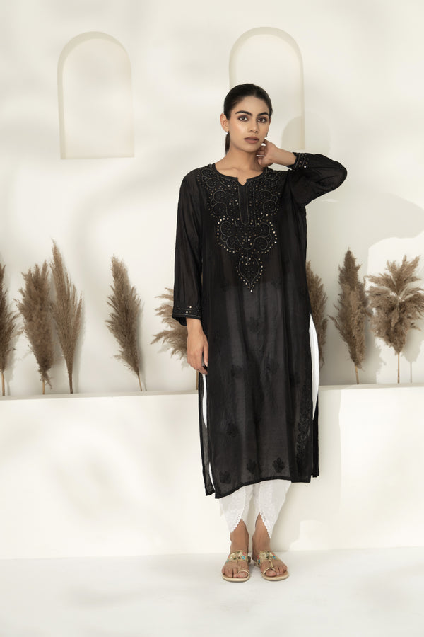 Lucknowi Cotton Tunic  With Dhoti Pants
