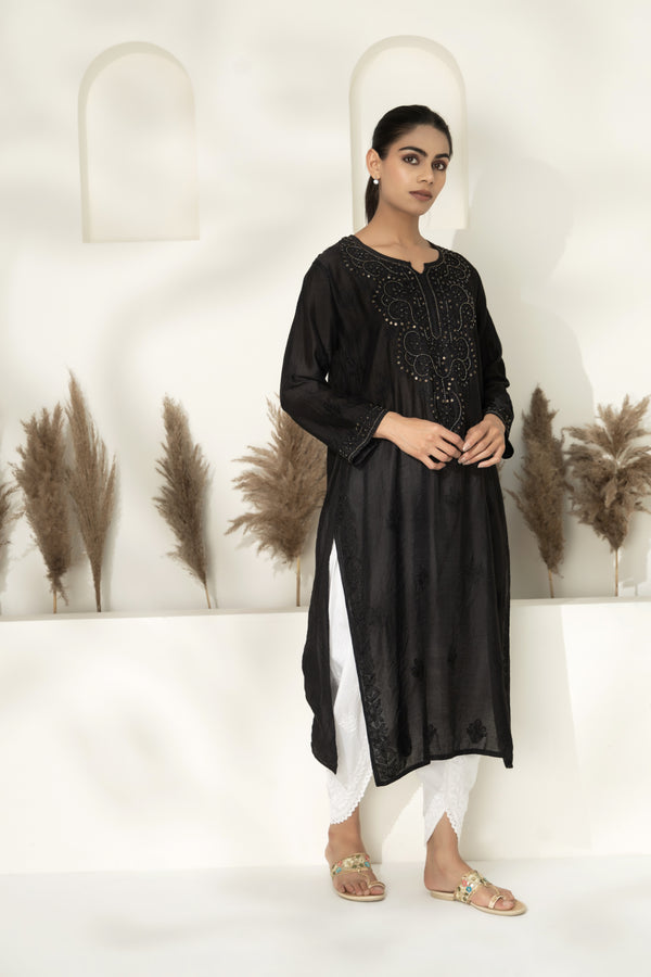 Lucknowi Cotton Tunic  With Dhoti Pants