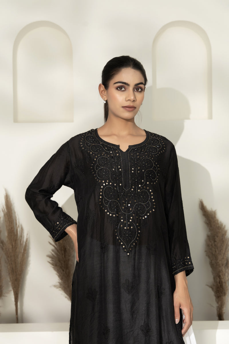 Lucknowi Cotton Tunic  With Dhoti Pants
