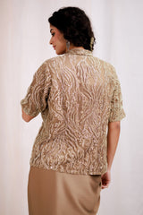 Embellished Jacket with Drape Skirt
