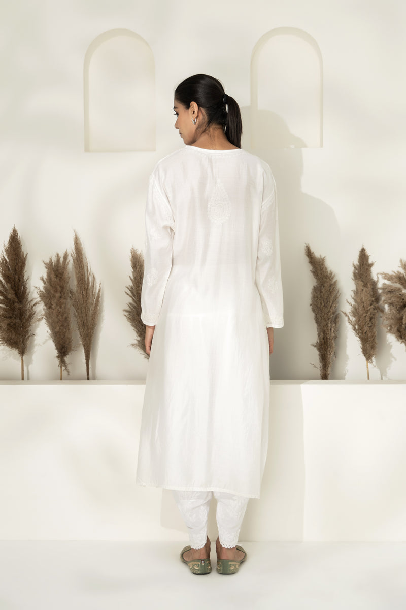 Lucknowi Chanderi Tunic  With Dhoti Pants