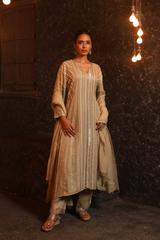 Hand Embroidered Organza High-Low Anarkali