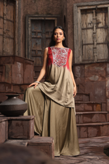 Red Ombre Set WIth Mirror Embroidery