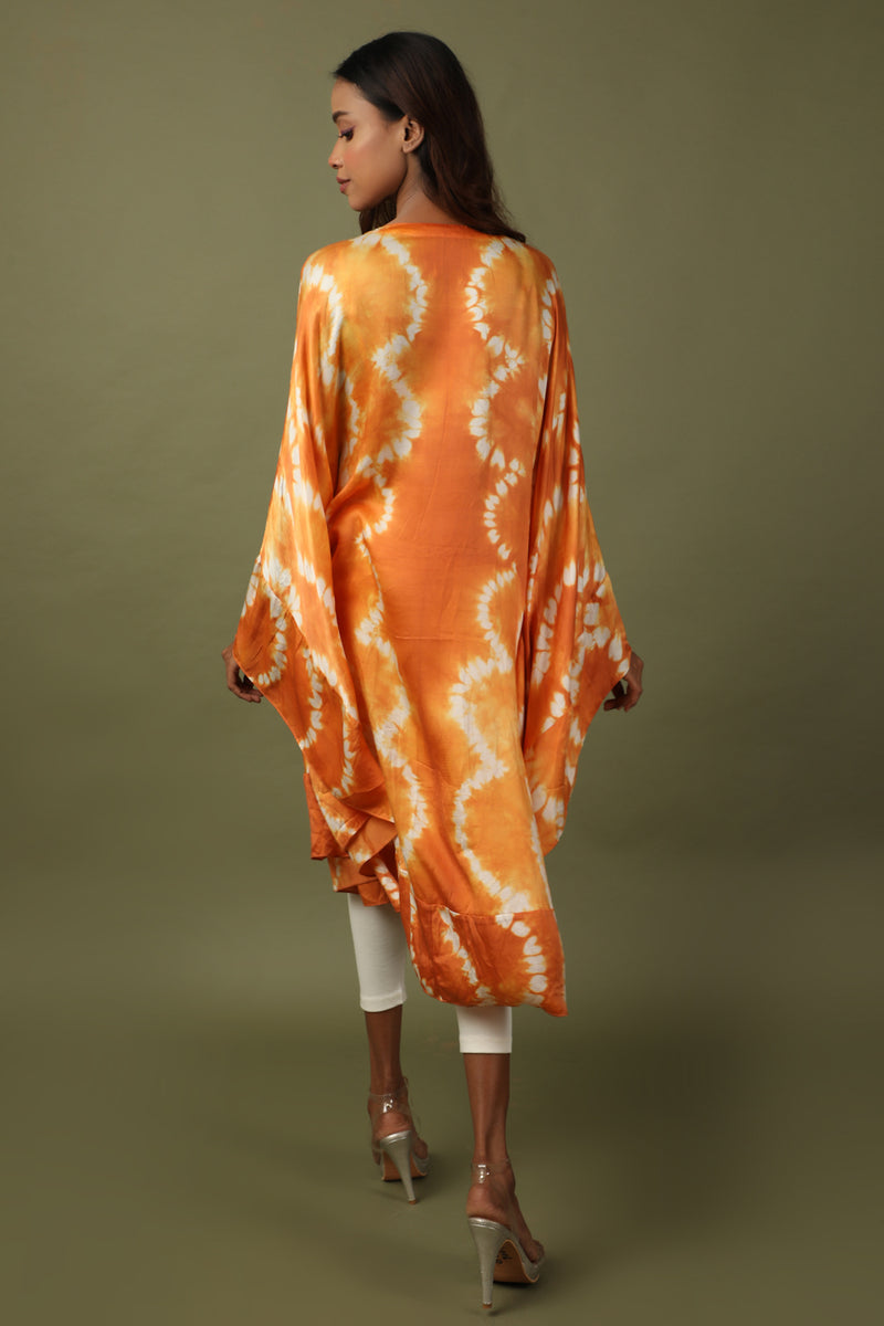 Shibori kaftan with dori embroidery