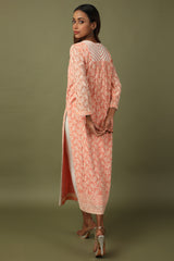 Peach yoke design patchwork tunic