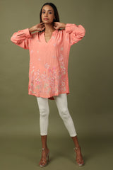 Embroidered Salmon Pink Tunic