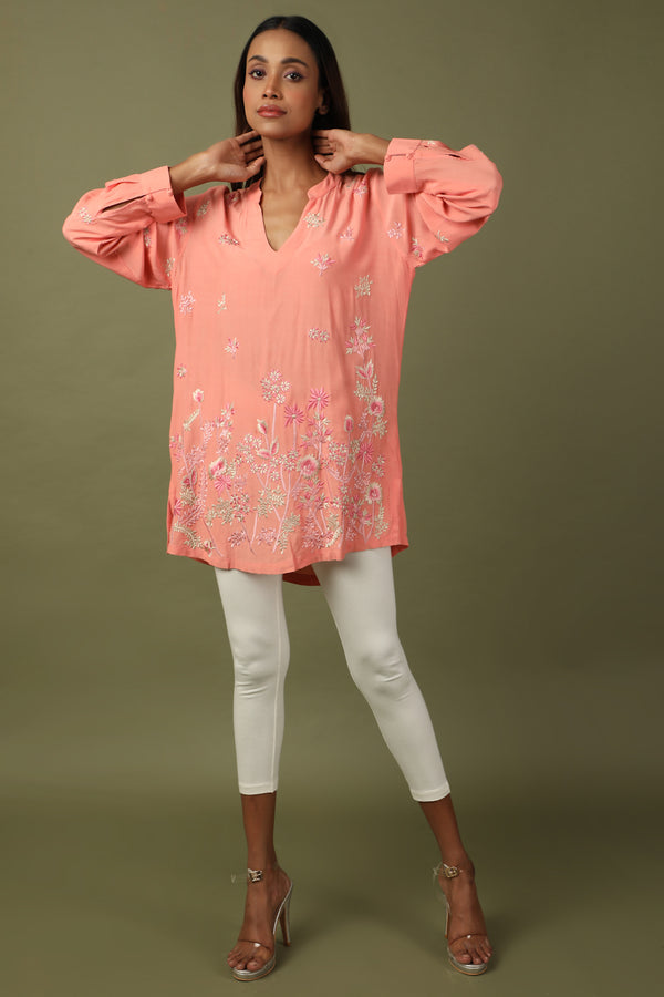 Embroidered Salmon Pink Tunic