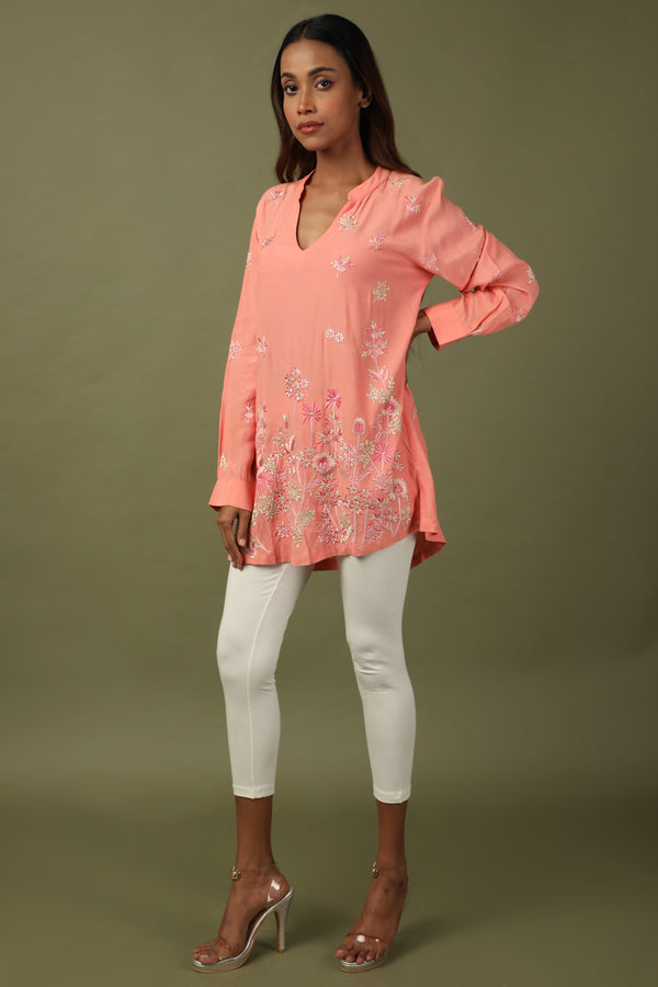 Embroidered Salmon Pink Tunic