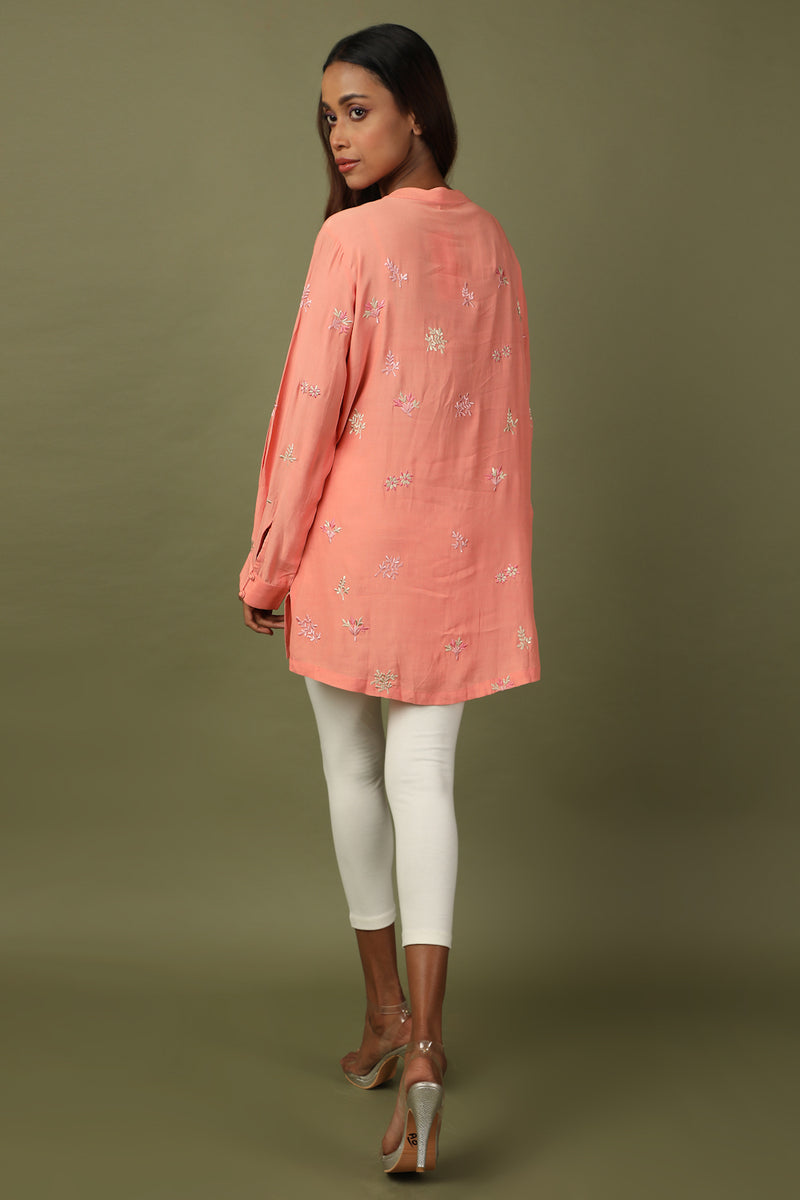 Embroidered Salmon Pink Tunic