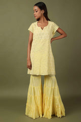 Yellow chikankari sharara set