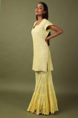 Yellow chikankari sharara set