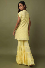 Yellow chikankari sharara set