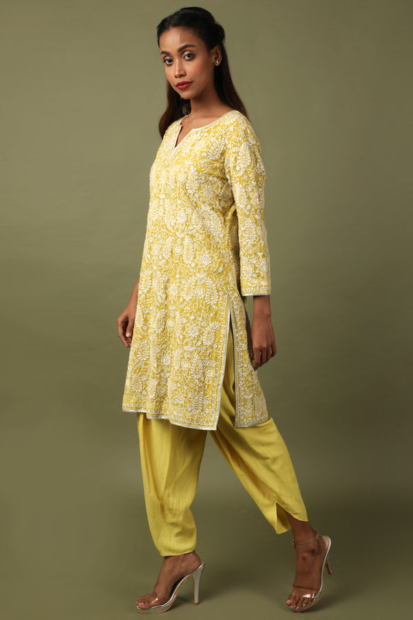 Georgette Embroidered Kurta With Dhoti Pants