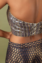 Embroidered Halter With Brocade Sharara