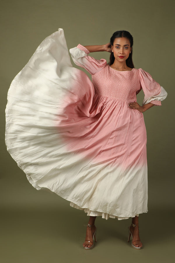 Tucks Embellished Silk Dress