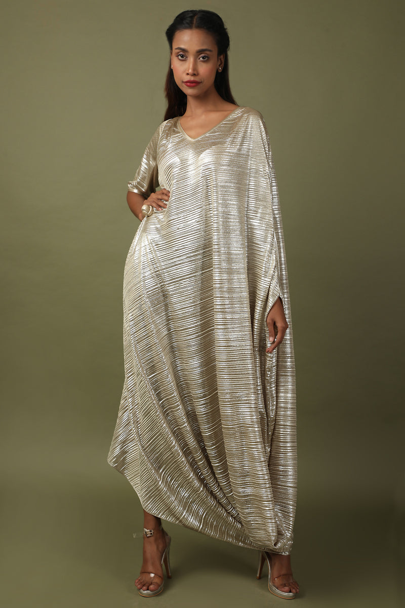 Metallic Crinkled Dress