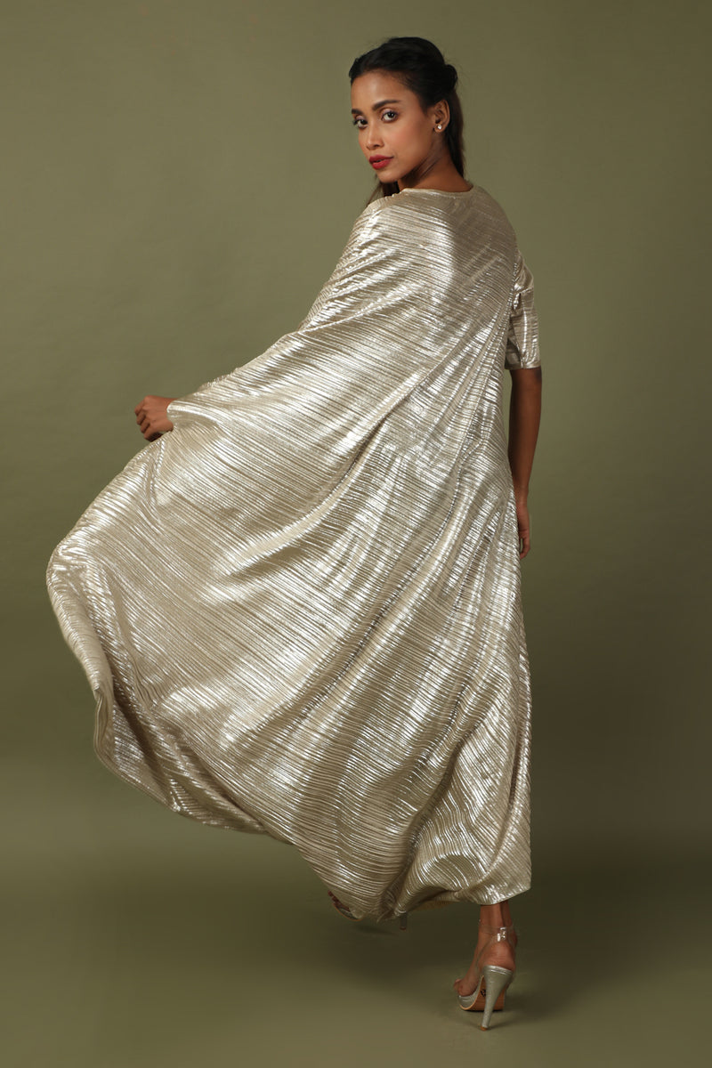 Metallic Crinkled Dress