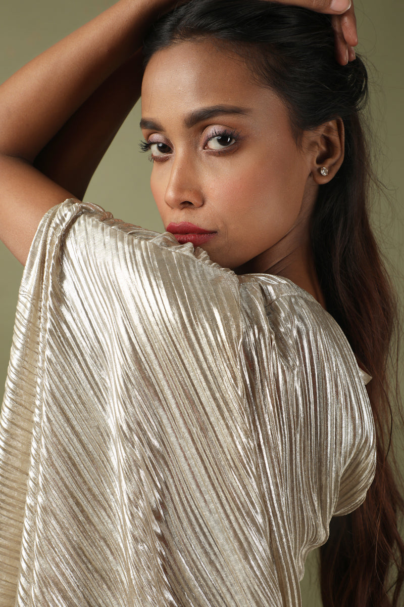 Metallic Crinkled Dress