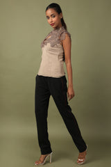 Light Brown Saddle Lace Top