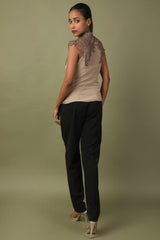 Light Brown Saddle Lace Top