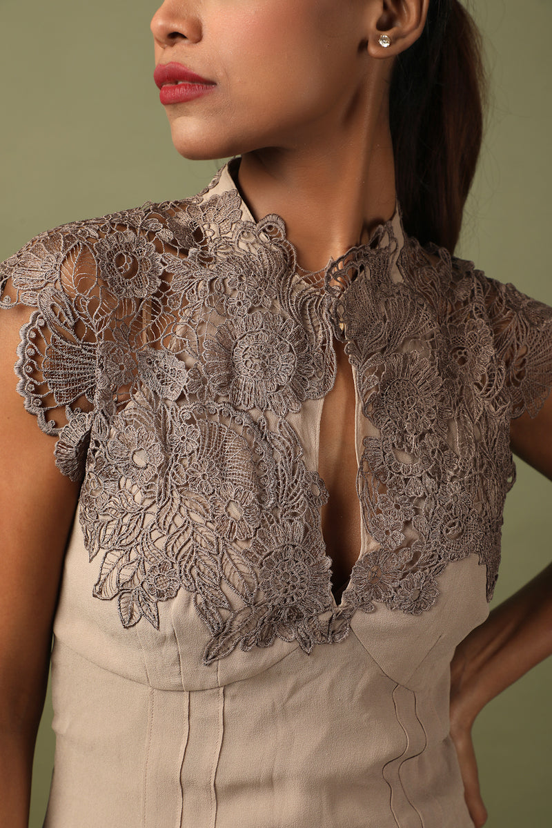 Light Brown Saddle Lace Top