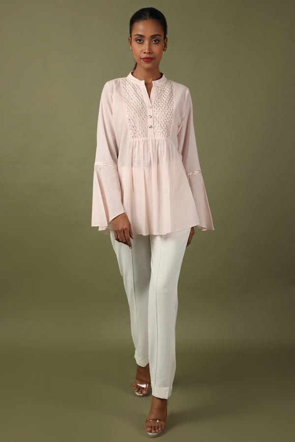 Blush Pink Cotton Gota Top