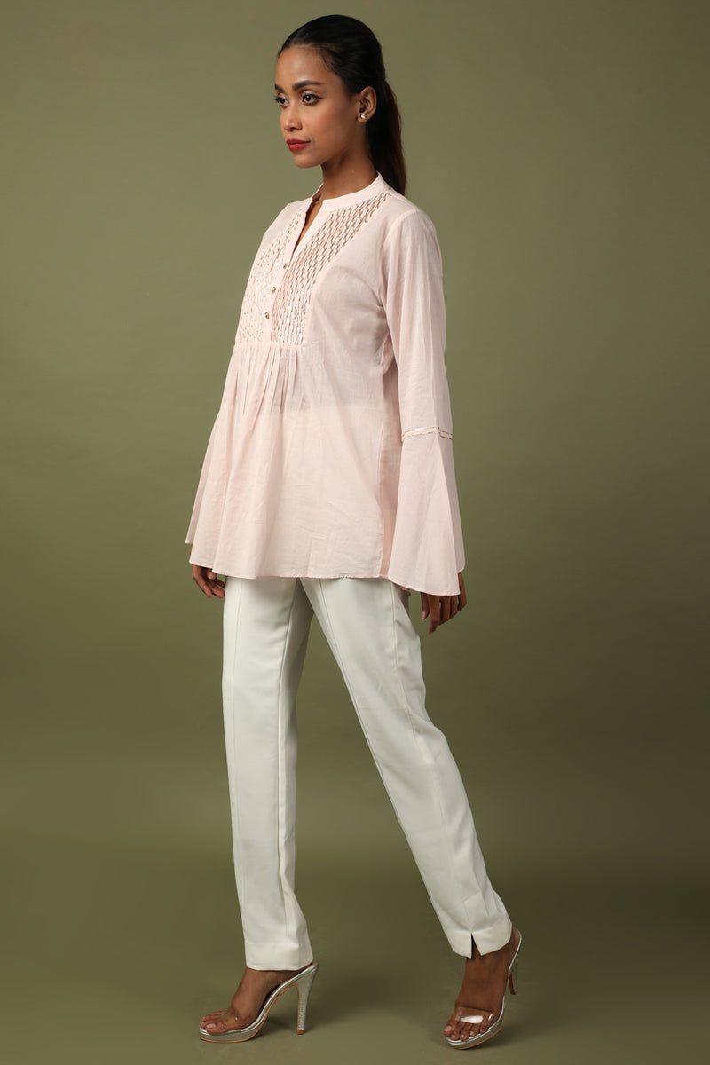 Blush Pink Cotton Gota Top