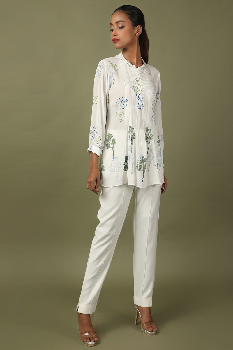 Crepe Block Printed Tucks Tunic