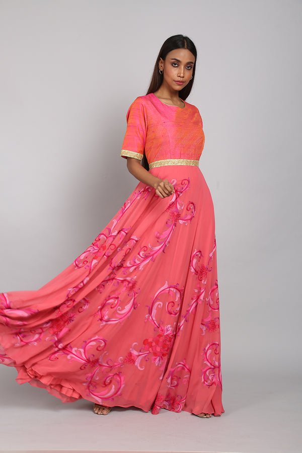 Pink embroidered Anarkali