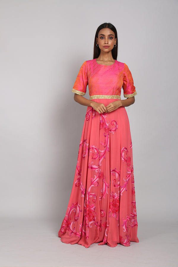 Pink embroidered Anarkali