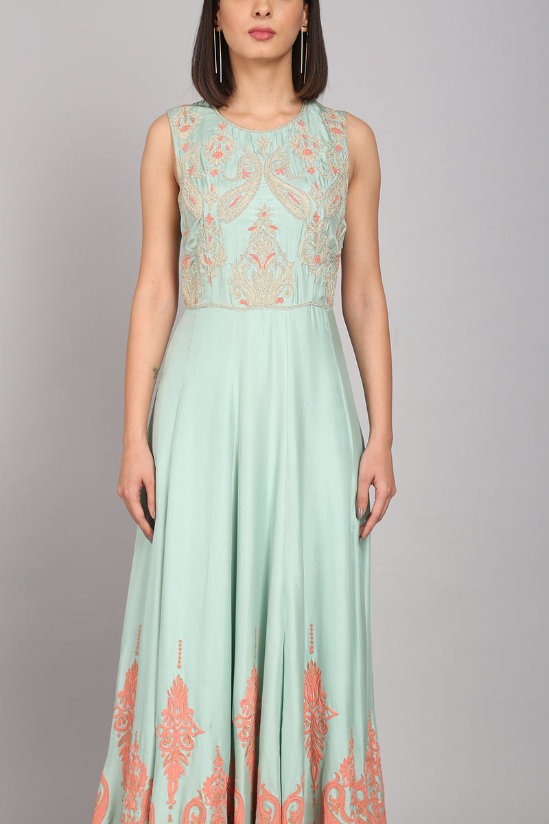 Satin Dori Embroidered Anarkali