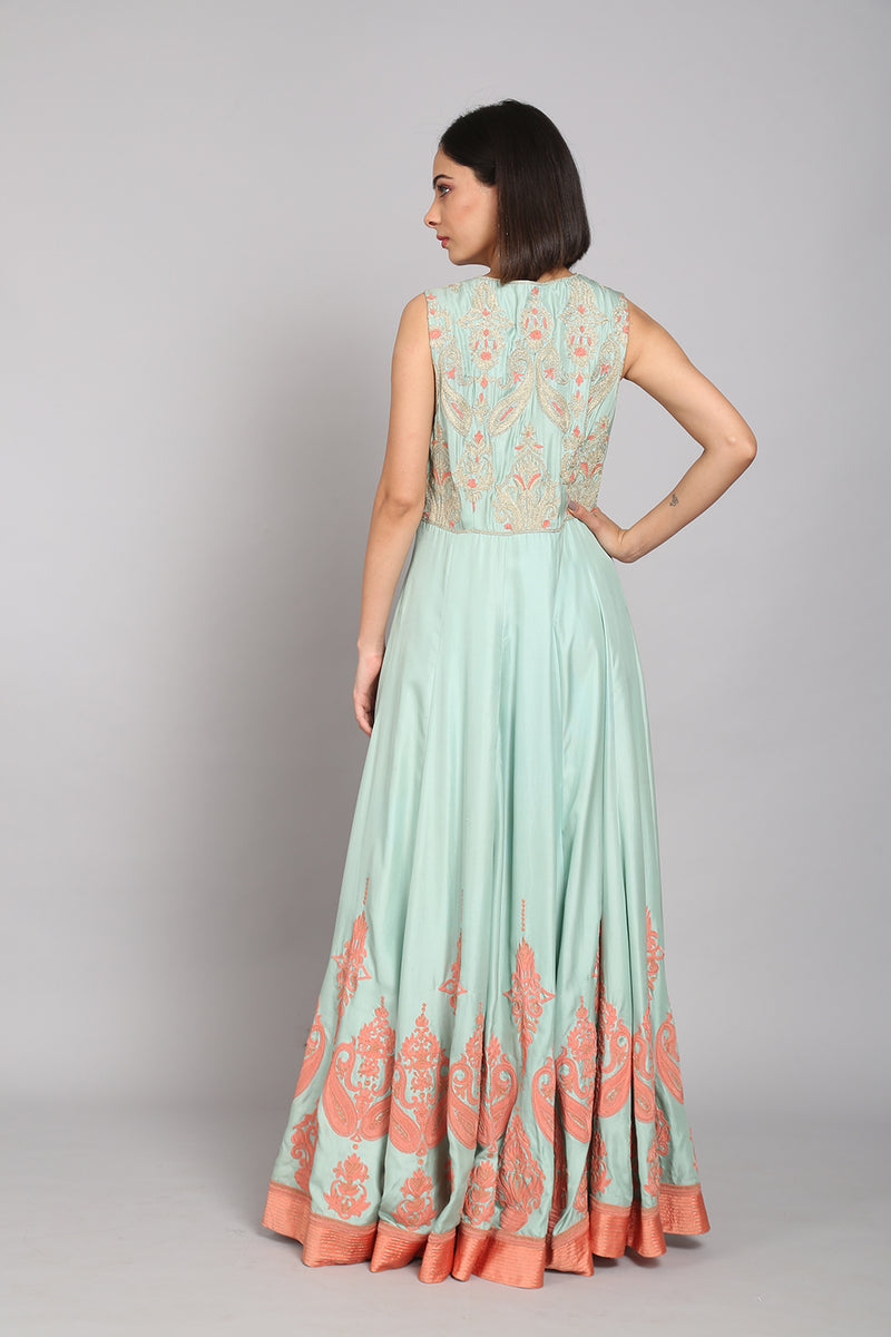 Satin Dori Embroidered Anarkali
