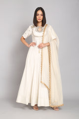 Hand Embroidered Keyhole Neck Anarkali