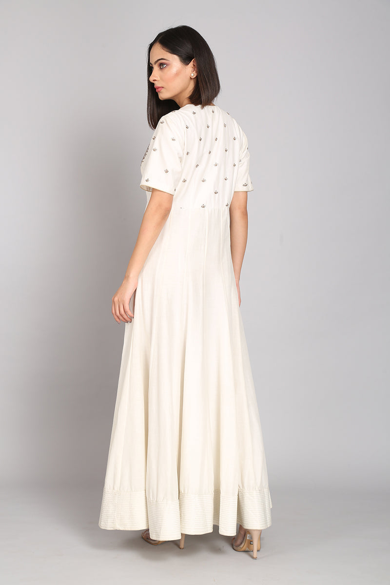 Hand Embroidered Keyhole Neck Anarkali