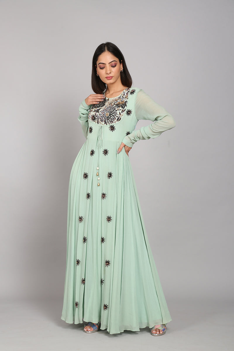 Sequin Embelished Hand Embroidered Anarkali