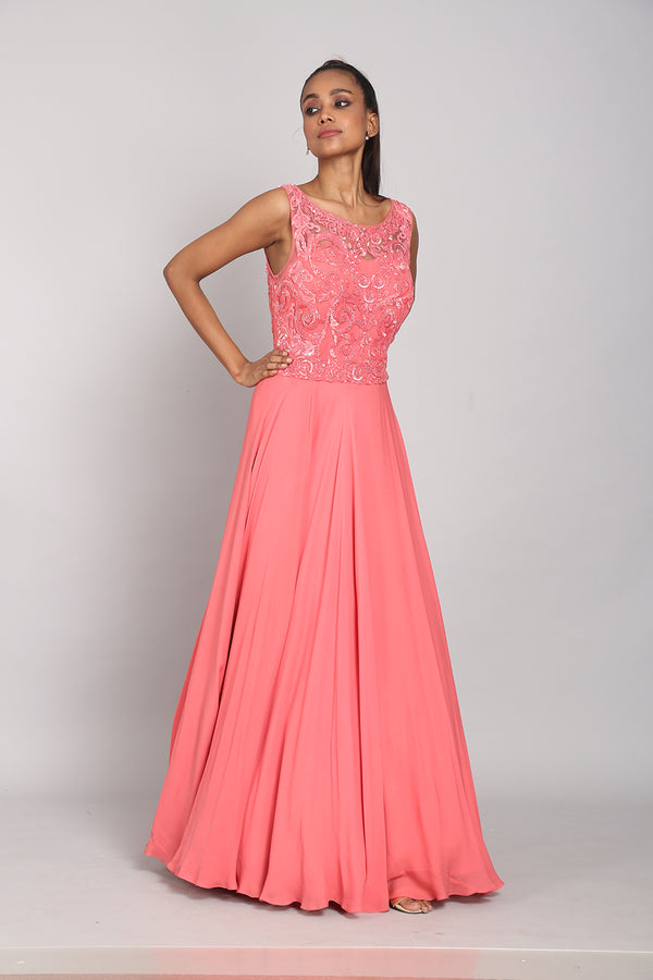 Pink embellished gown