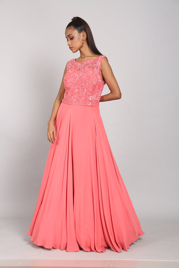 Pink embellished gown